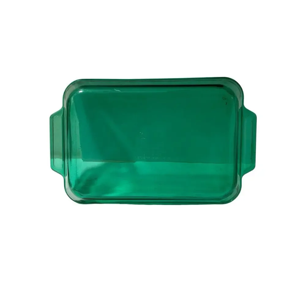 Vintage Anchor Ovenware Emerald Green Rectangle Baking Dish 8x11.5x2- 2 QT Rare